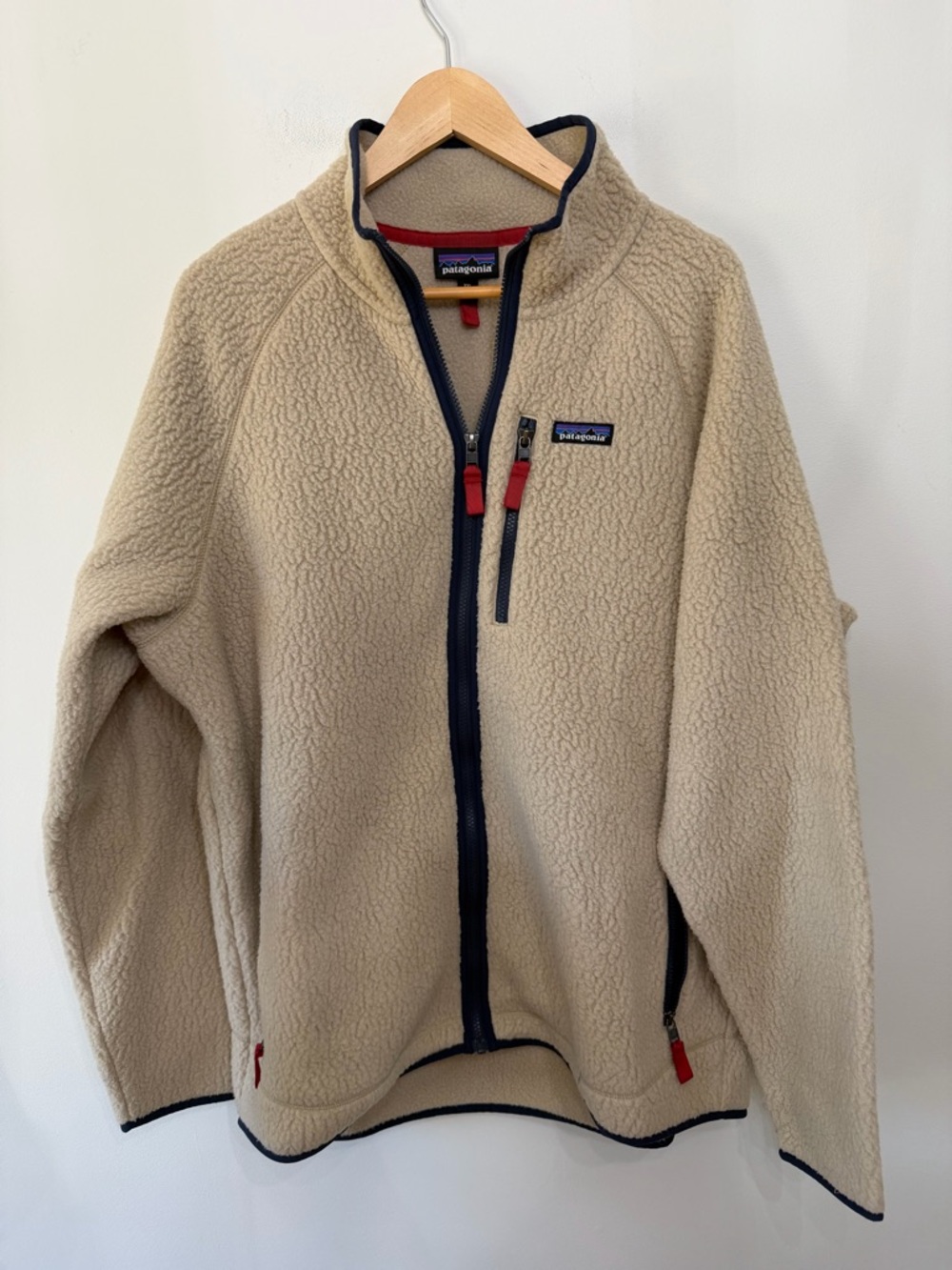 Patagonia Retro Pile El Cap Khaki Full Zip Fleece Sweater Jacket Beige Mens XXL